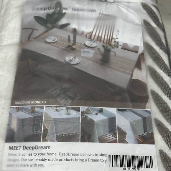 Linen Tablecloth Rectangle Deep Dream Cream Taupe Leaf Print 60 X 120 NEW - Picture 4 of 10